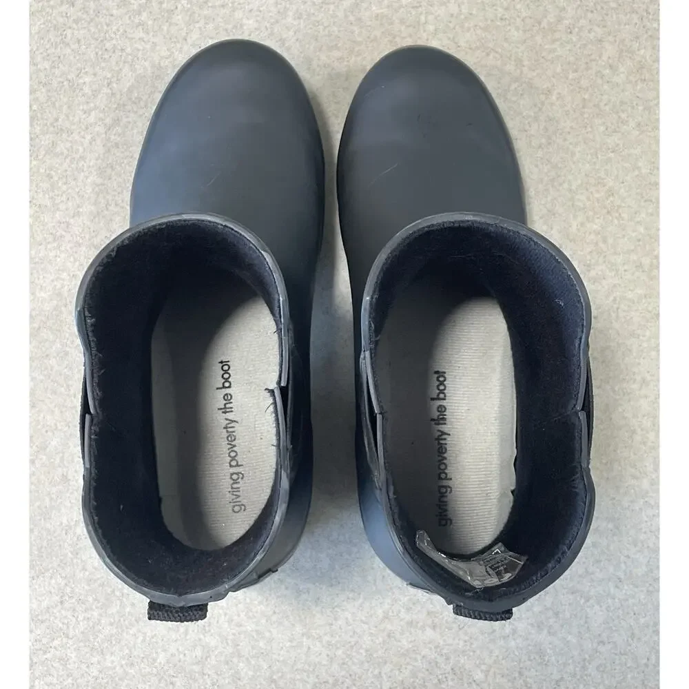 Roma Women's Size 7 Chelsea Rain Boots Black Rubber Ankle Boots -Puddle Jumper